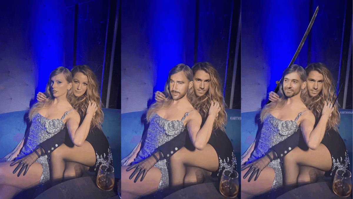 Ryan Reynolds edita la foto de Blake Lively y Taylor Swift con su cara y la de Travis Kelce; Hugh Jackman hizo lo mismo