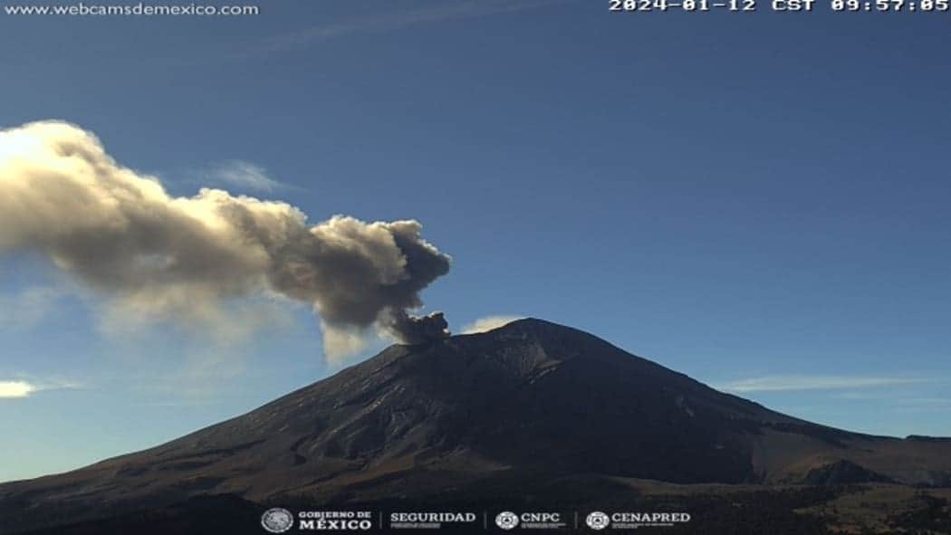El volcán Popocatépetl registró 55 exhalaciones este 12 de enero
