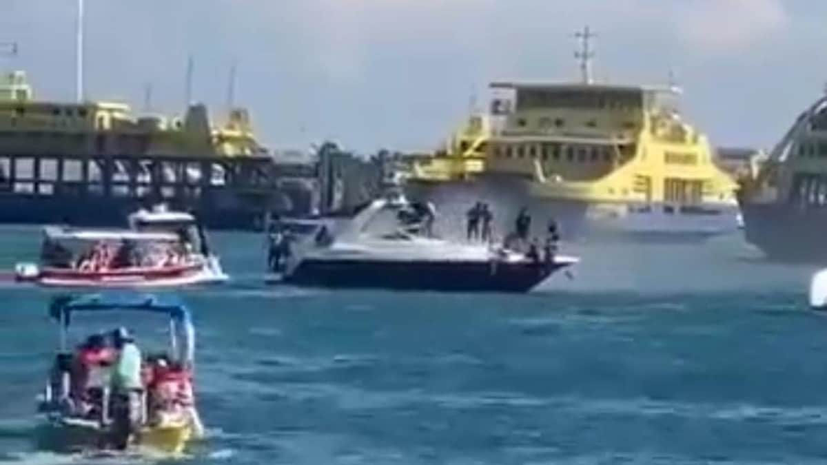 Se incendia una embarcación en Isla Mujeres, junto al muelle de Ultramar
