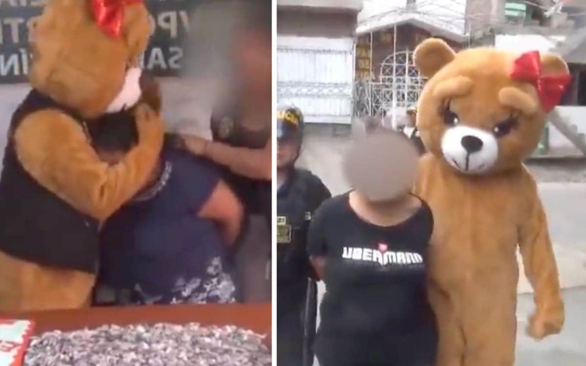 VIDEO: Policía se disfraza de oso de San Valentín para detener a delincuente
