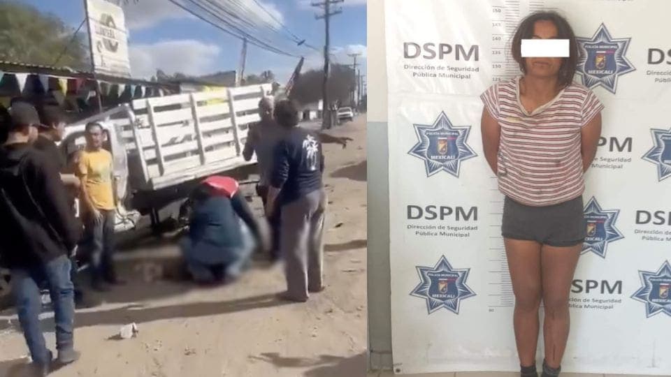 Video: Mujer roba camioneta y atropella a un hombre en Baja California