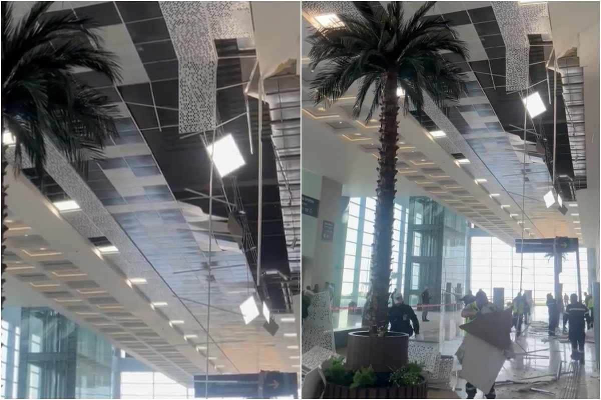 Video: Se desploma techo del AIFA y provoca caos entre pasajeros