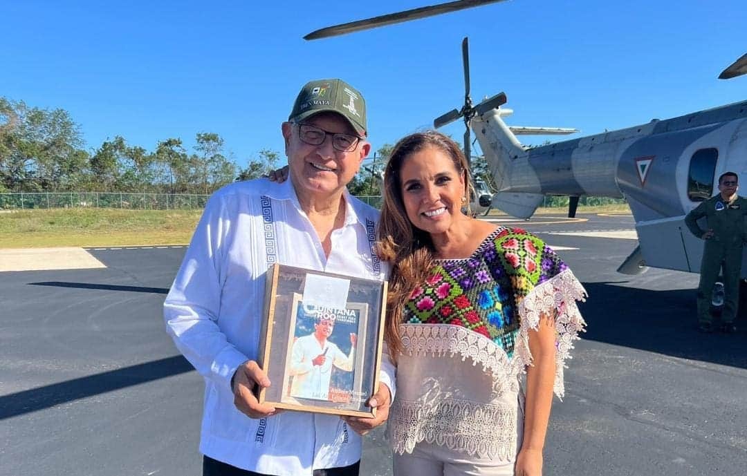 AMLO se reúne con la gobernadora Mara Lezama y supervisa avances del Tren Maya