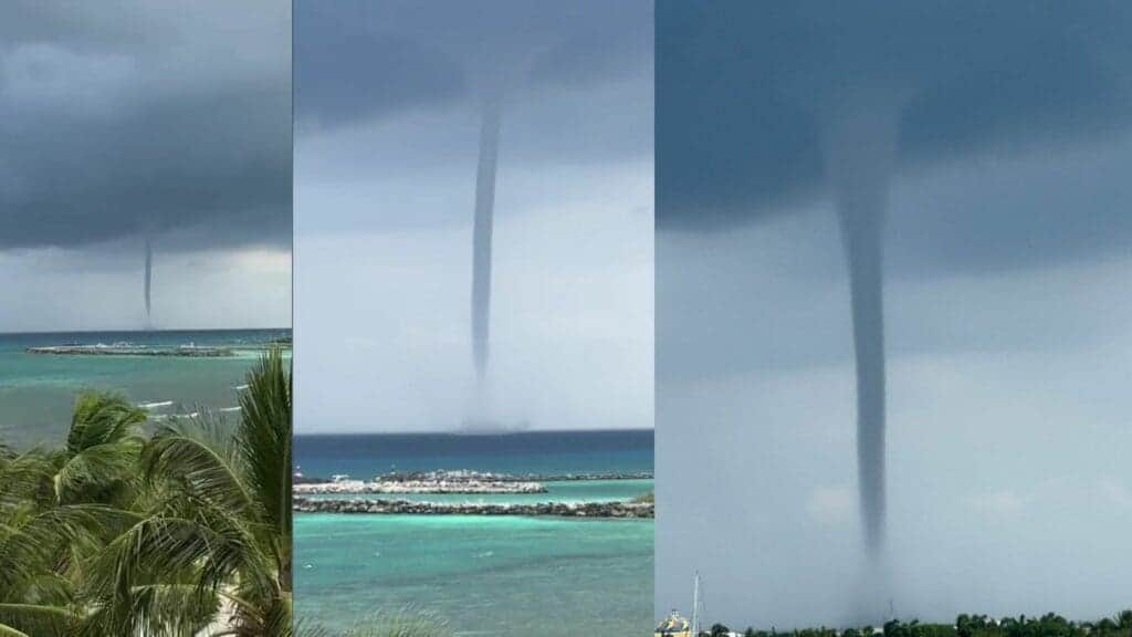 Sorprende tromba frente a las costas de Puerto Aventuras