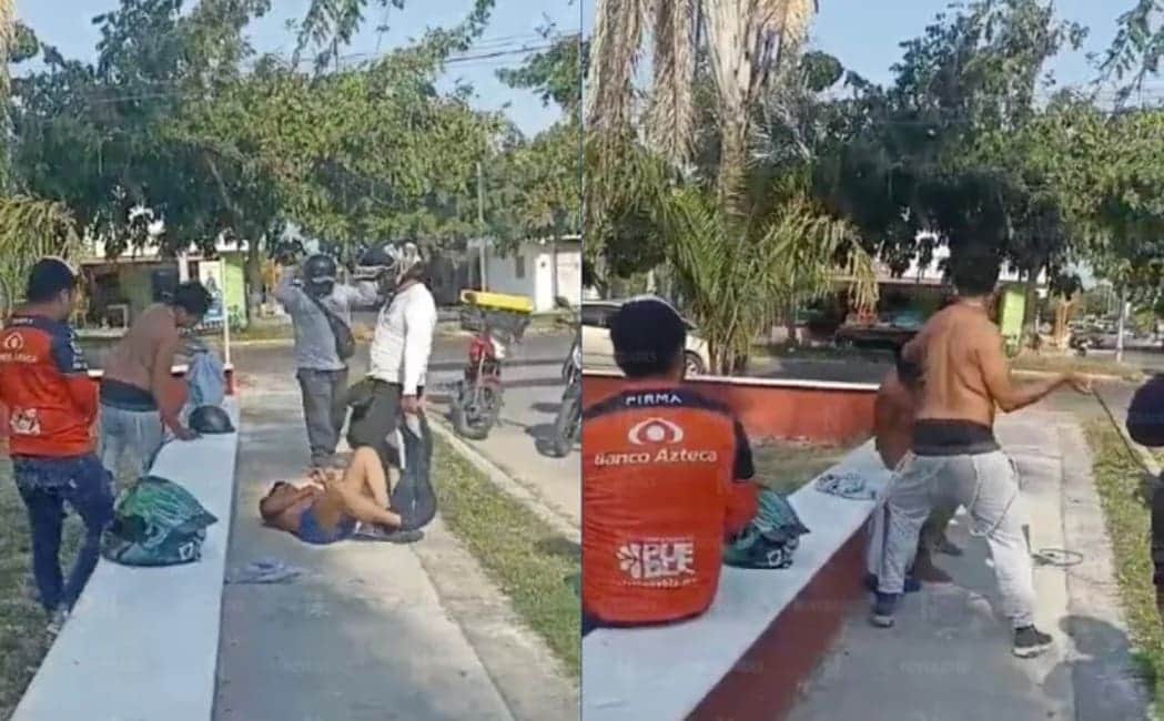 Video: Motorepartidores aplican justicia contra ladrón en Chetumal