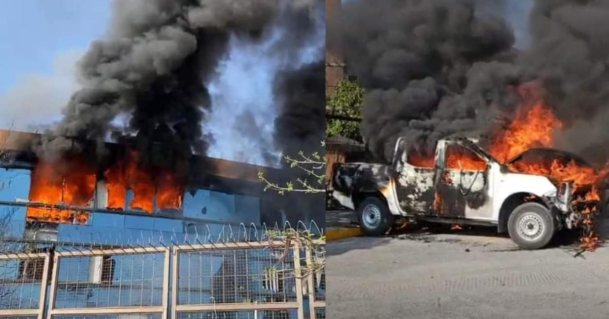 Video: Estudiantes de Ayotzinapa arrojan bombas molotov al Palacio de Gobierno en Guerrero