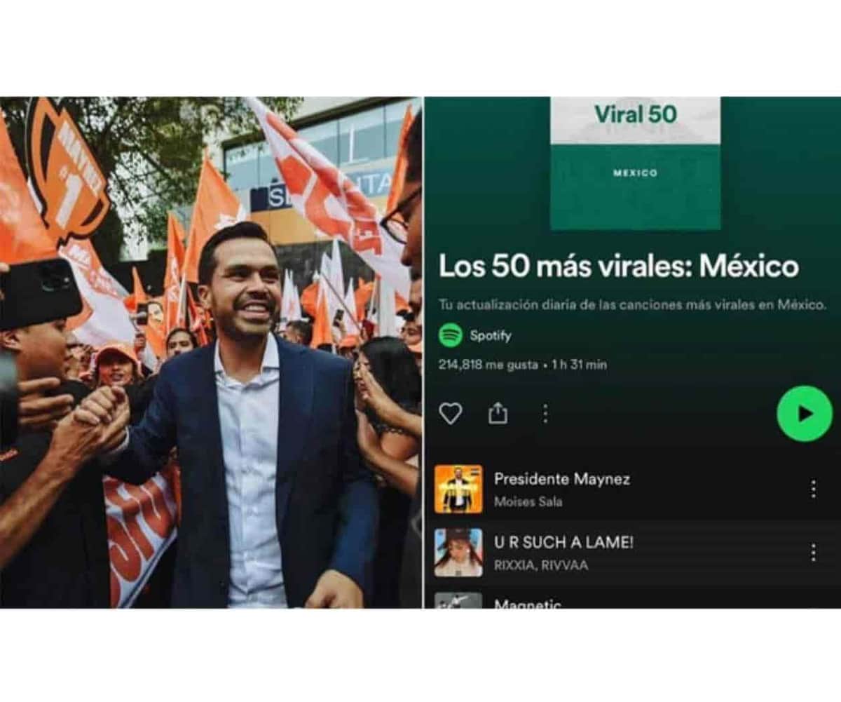 Llegó candidato de MC al Top 1 de Spotify con “Presidente Máynez”