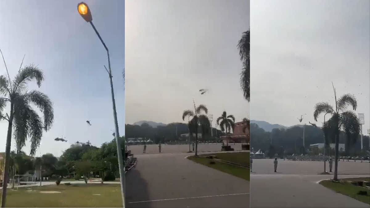 VIDEO: Chocan dos helicópteros en acto de celebración de la Marina Real de Malasia