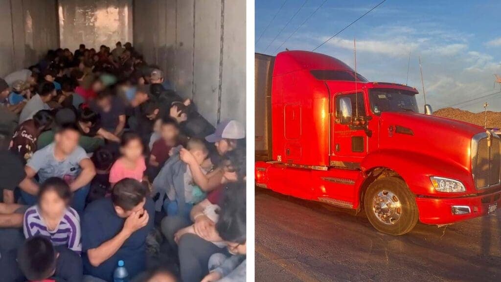 Rescatan a más de 100 migrantes ocultos en una caja de tráiler en Chihuahua
