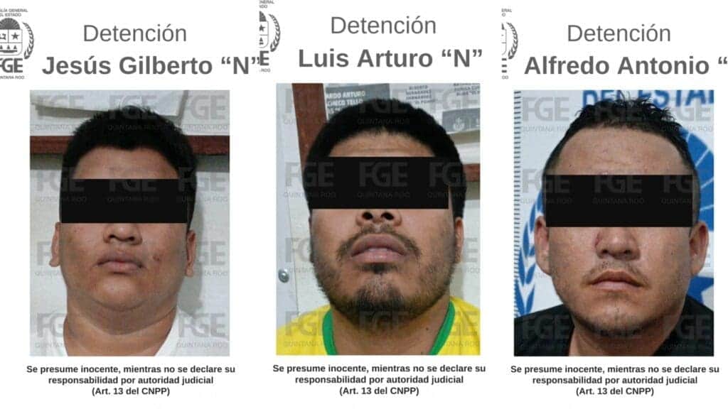 Detienen a tres sujetos presuntamente relacionados con asesinato ocurrido en Plaza Península de Cancún el 9 de abril