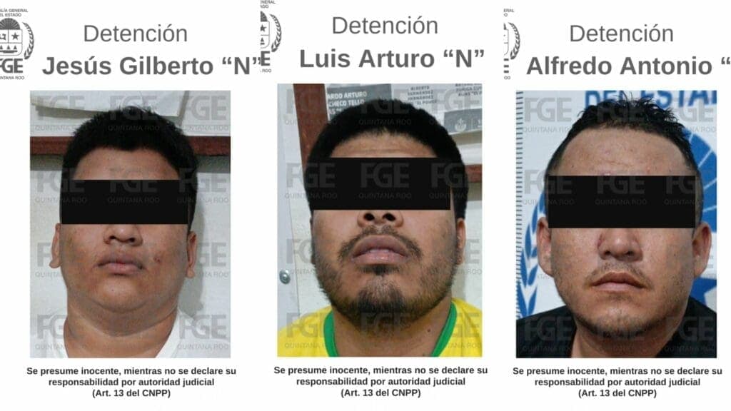 Detienen a tres sujetos presuntamente relacionados con asesinato ocurrido en Plaza Península de Cancún el 9 de abril
