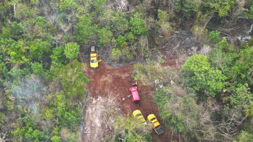 Intentan contener un incendio forestal en Chacchoben, en Bacalar