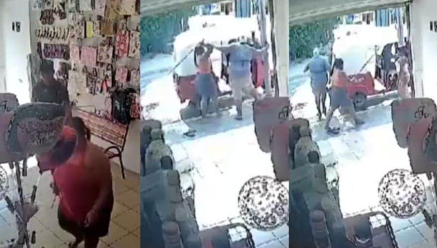 Video: Mujer enfrenta con un cuchillo a dos ladrones que intentaron robar su tienda en Tabasco