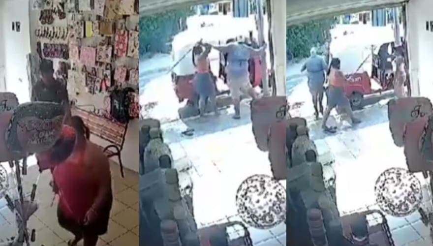 Video: Mujer enfrenta con un cuchillo a dos ladrones que intentaron robar su tienda en Tabasco
