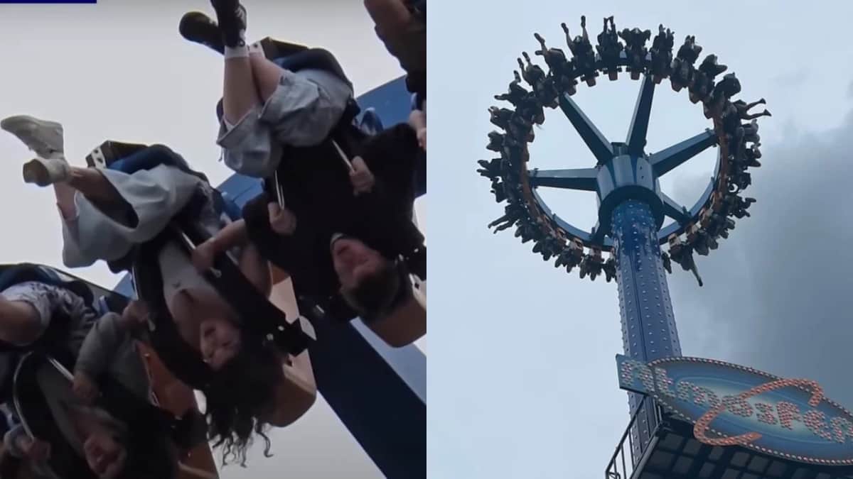 VIDEO: Más de 20 personas quedan atrapadas boca abajo en juego mecánico de parque de diversiones en Estados Unidos