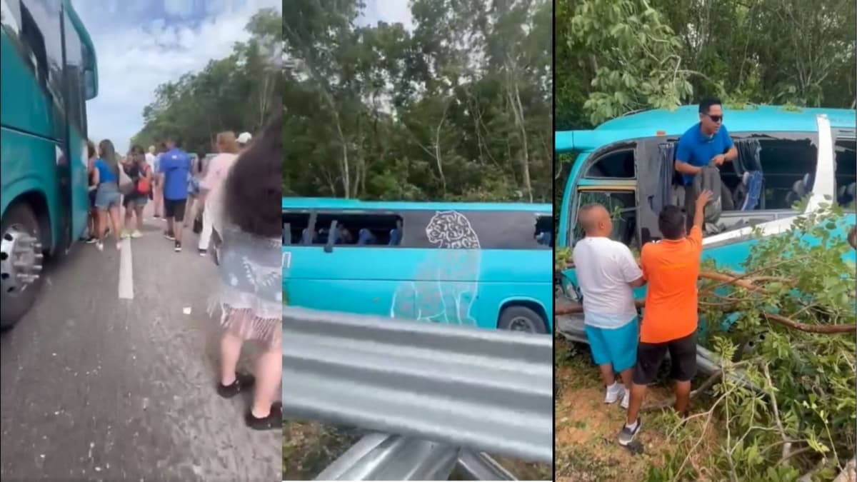 Video: Autobús de Cancún Discovery que iba a Chichén Itzá se sale de la carretera El Tintal-Valladolid