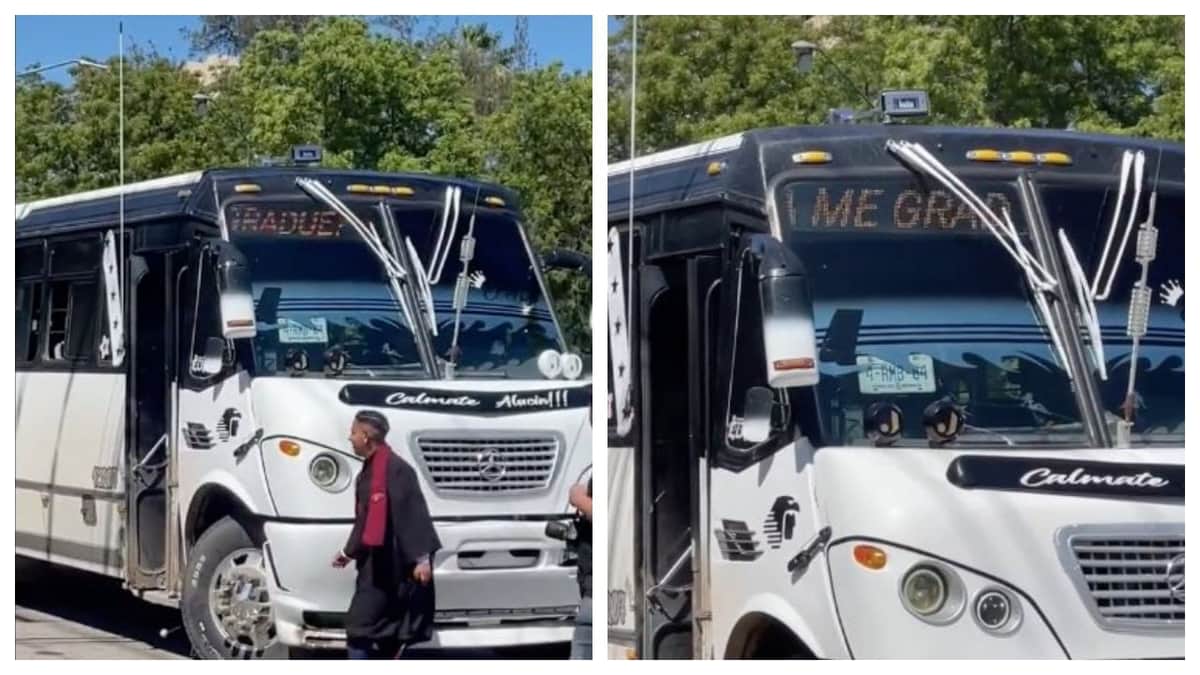 Video: Joven camionero celebra en su unidad que logró graduarse de la universidad en Mazatlán, Sinaloa