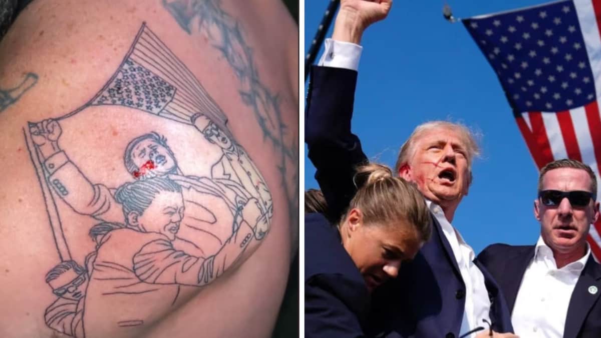 VIDEO: Hombre se tatúa escena del atentado contra Trump