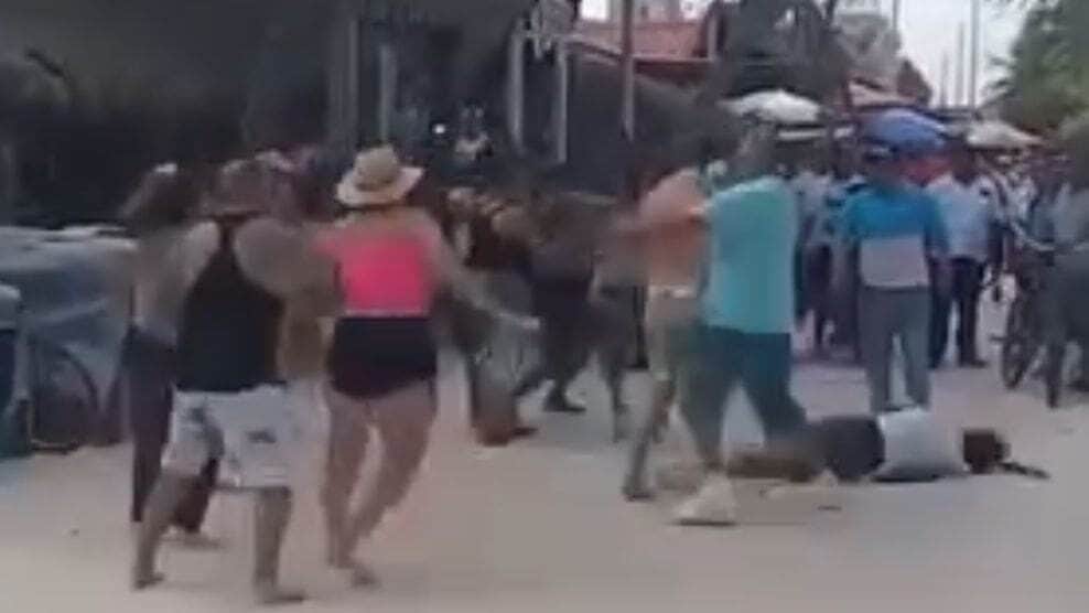 Video: Un grupo de turistas se enfrentó a golpes en la costa de Mahahual