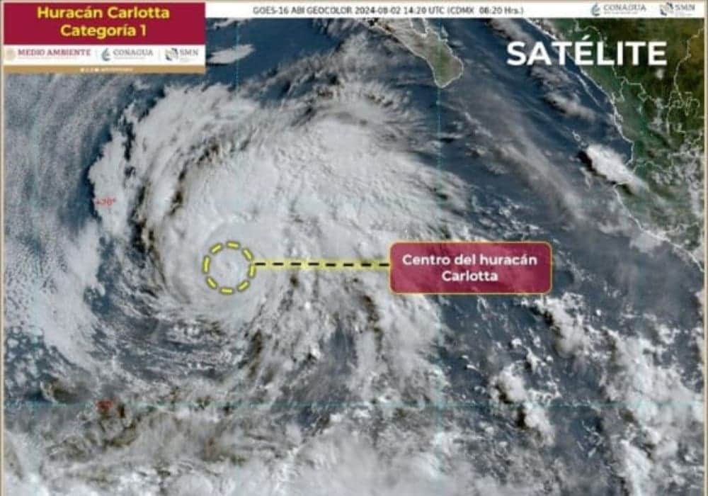 Tormenta tropical “Carlotta” se intensifica a huracán en Baja California