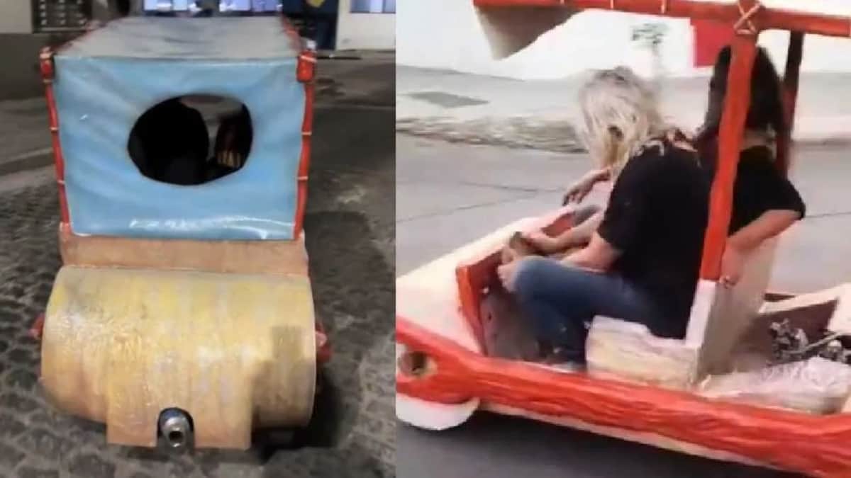 Padre le construye a su hija el auto de Los Picapiedra tras una promesa de 20 años