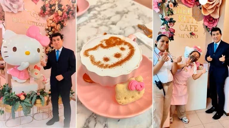 Video: Embajador de Japón en México celebra 50 aniversario de Hello Kitty con visita a su café temático