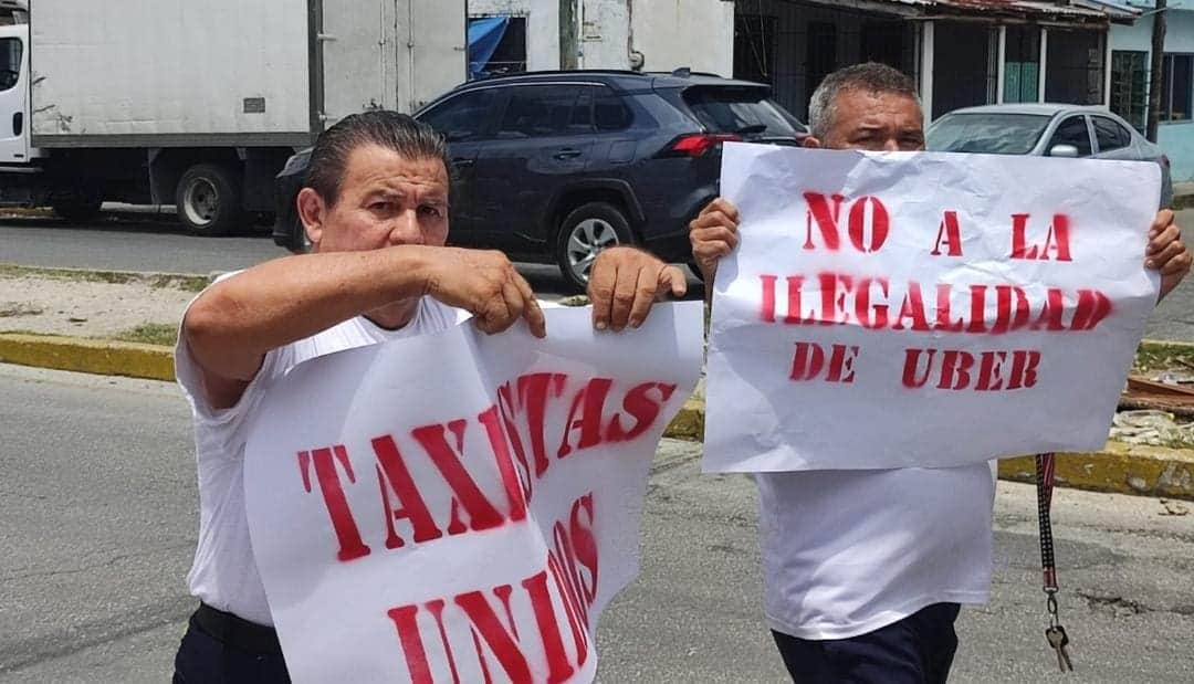 Video: Tras protesta, acuerdan taxistas de Cancún y autoridades realizar operativos contra Uber