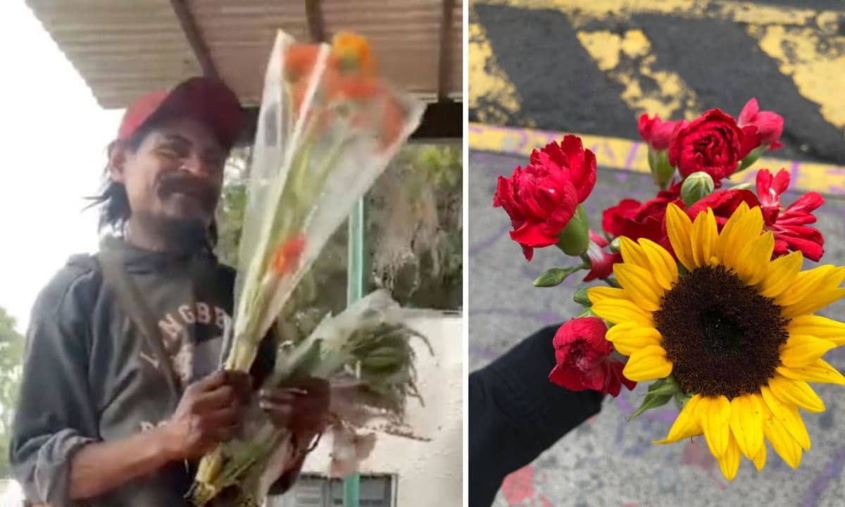 Hombre viaja desde Michoacán hasta CDMX para regalar flores en la calle tras encontrar a su hija