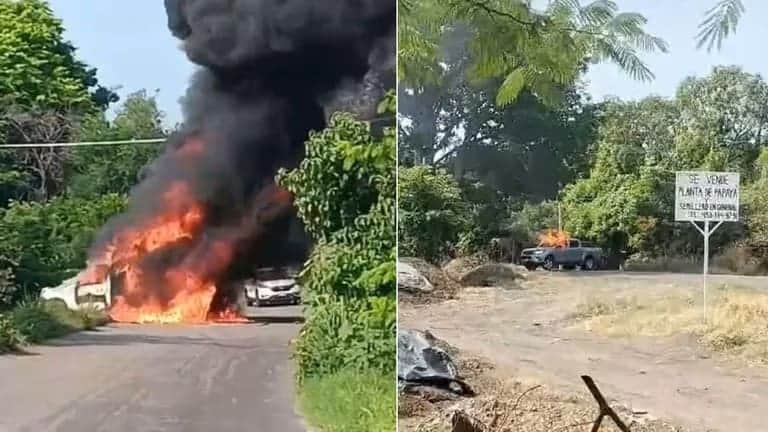 Reportan quema de vehículos y ataques con explosivos en Buenavista, Michoacán