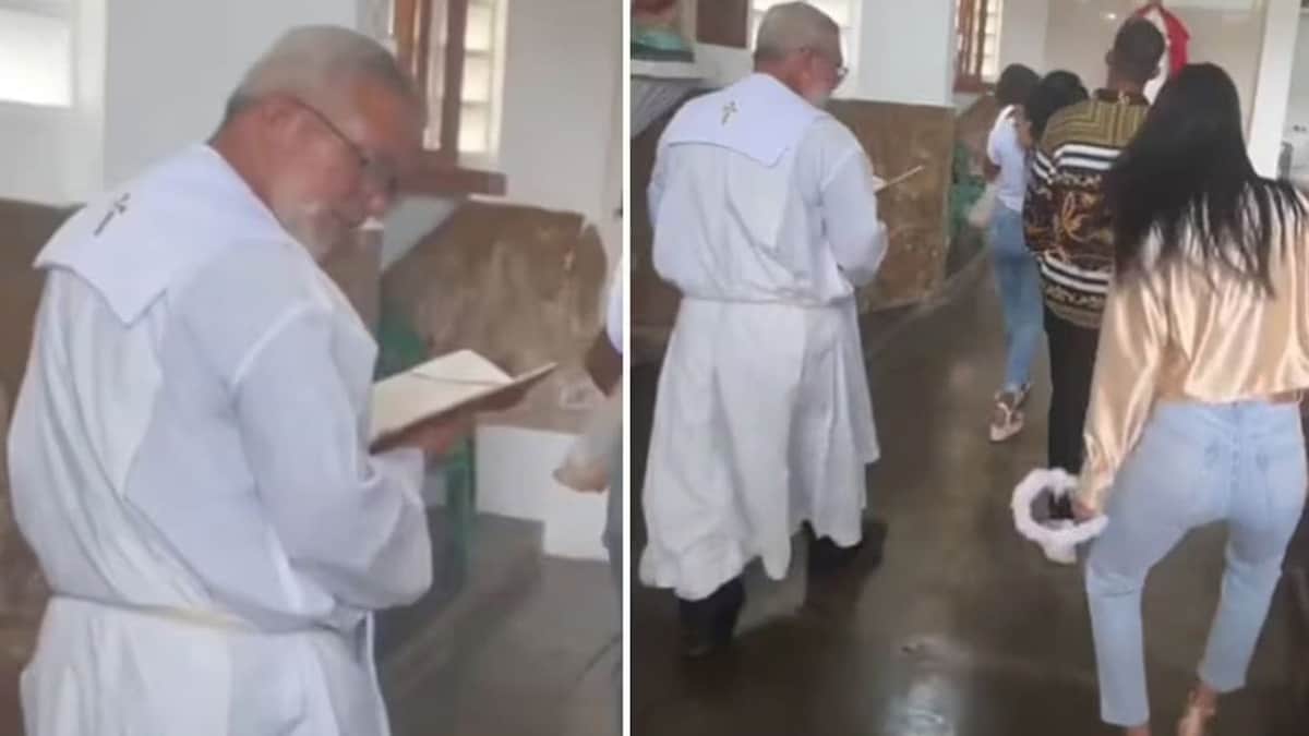 Mujer quiso hacer un trend de TikTok en la Iglesia y le salió mal; reacción del cura es viral