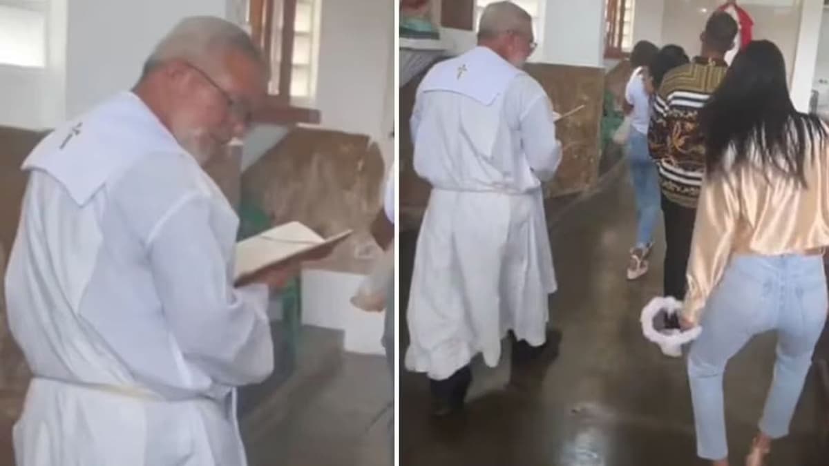 Mujer quiso hacer un trend de TikTok en la Iglesia y le salió mal; reacción del cura es viral