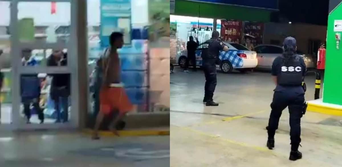 Video: Agarran a sujeto que amenazaba a la gente con un machete en la Región 233 de Cancún