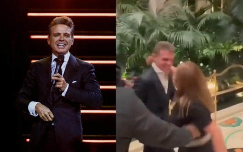Video: Fan casi tumba al suelo a Luis Miguel tras colgarse de su cuello en Las Vegas