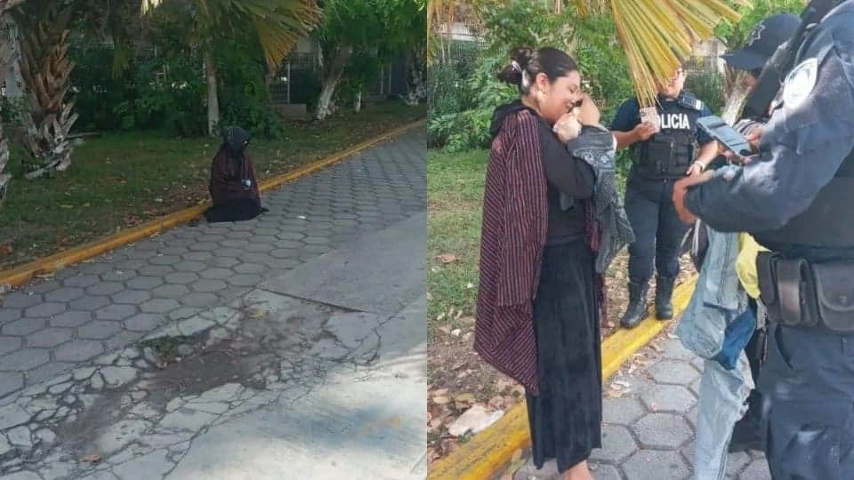 Policía de Playa del Carmen descubre a falsa abuelita; joven de 35 años se disfrazaba para pedir limosna