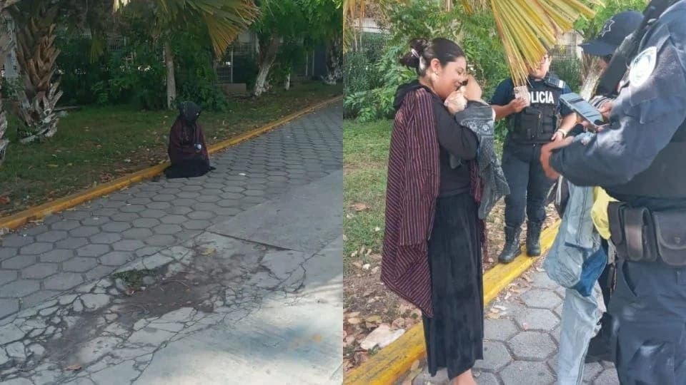 Policía de Playa del Carmen descubre a falsa abuelita; joven de 35 años se disfrazaba para pedir limosna