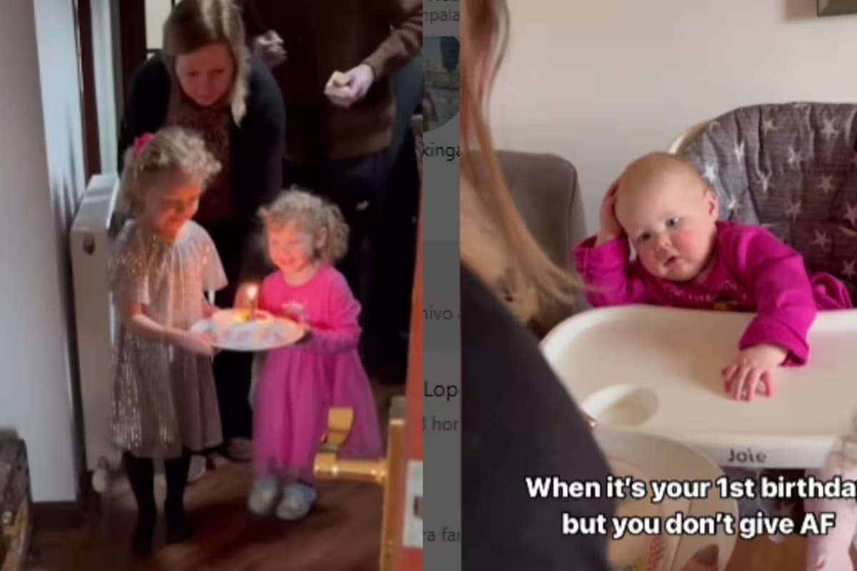 VIDEO: Bebé se vuelve viral por su cara de desinterés cuando le cantan las mañanitas y le llevan pastel