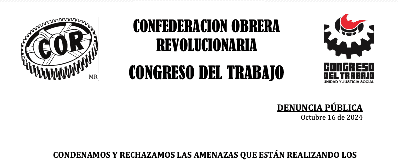 COR y Congreso del Trabajo rechazan amenazas de la CROC contra trabajadores en Cancún