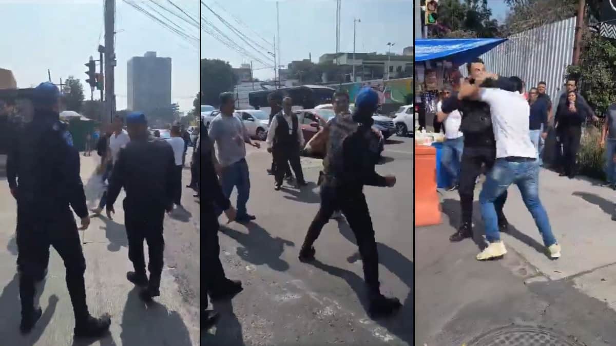 Video: Policía de la CDMX se pelea con comerciante en las inmediaciones del metro Coyoacán