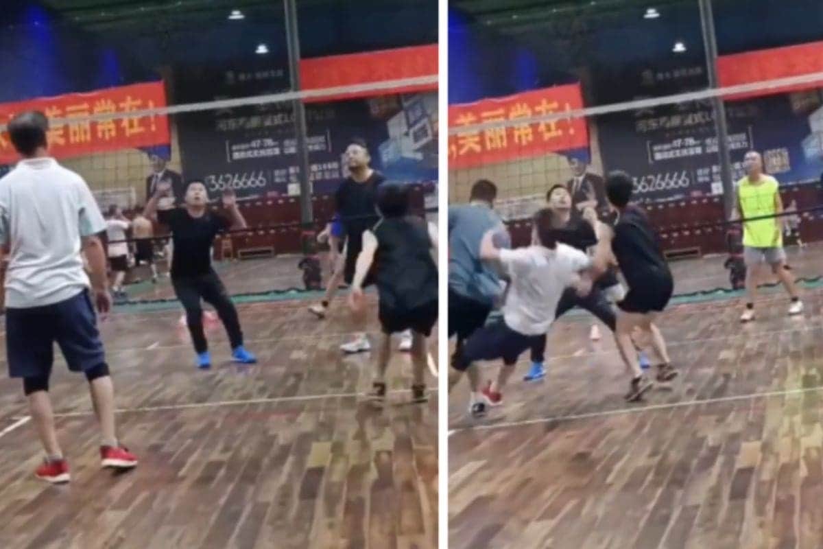 VIDEO: Hombre cae y muere al instante mientras jugaba un partido de voleibol