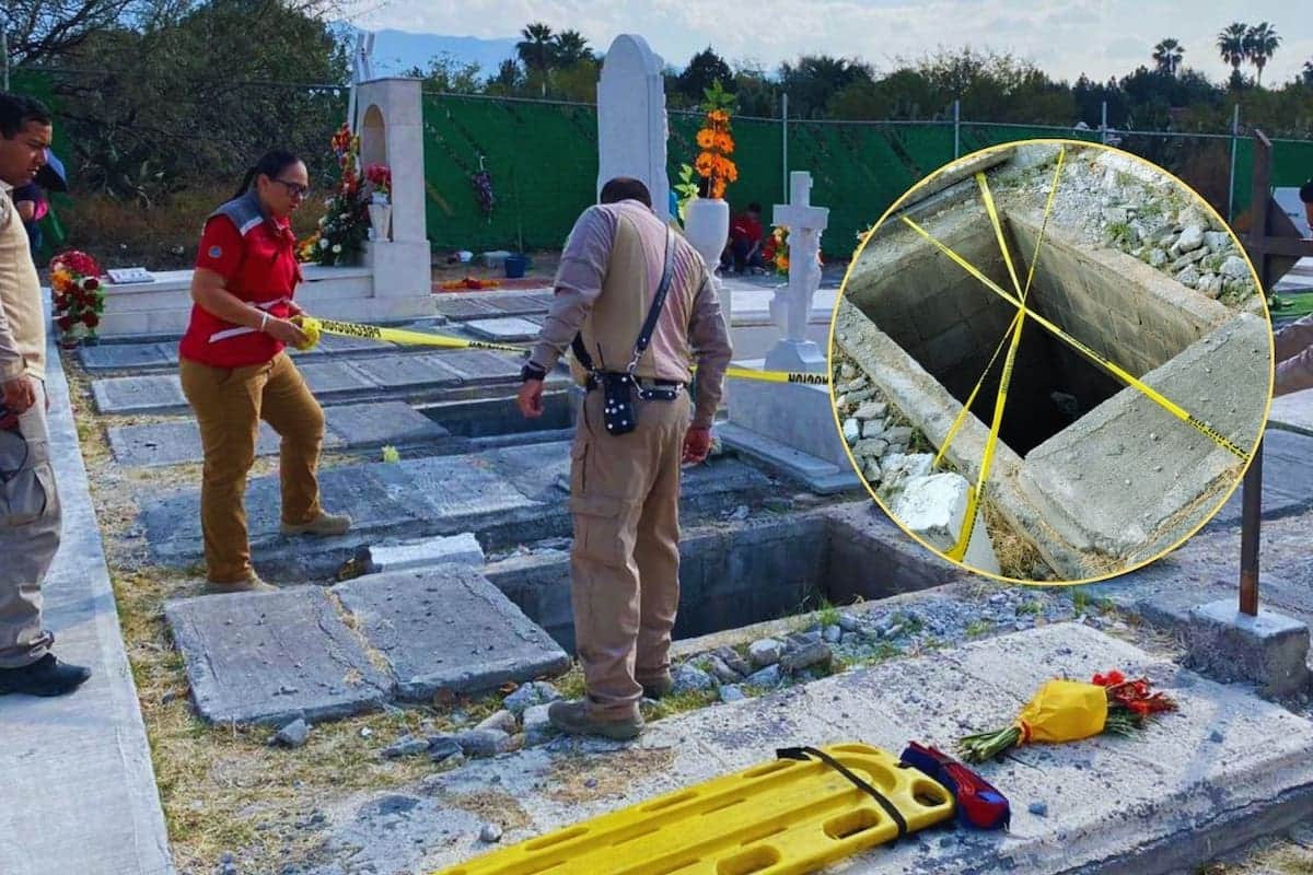 Mujer cae en una tumba de 4 metros de profundidad en Saltillo mientras visitaba los restos de su madre en Día de Muertos