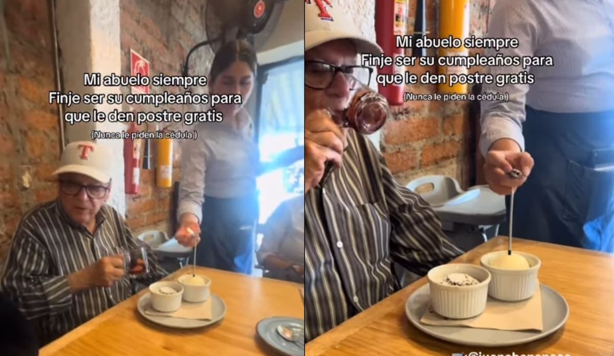“Siempre le dan postre gratis”: Abuelito se hace viral por asegurar que es su cumpleaños en todos los restaurantes