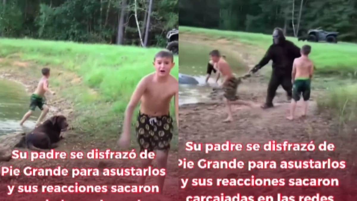 VIDEO: Hombre se disfraza de Pie Grande para asustar a sus hijos mientras estaban en el bosque