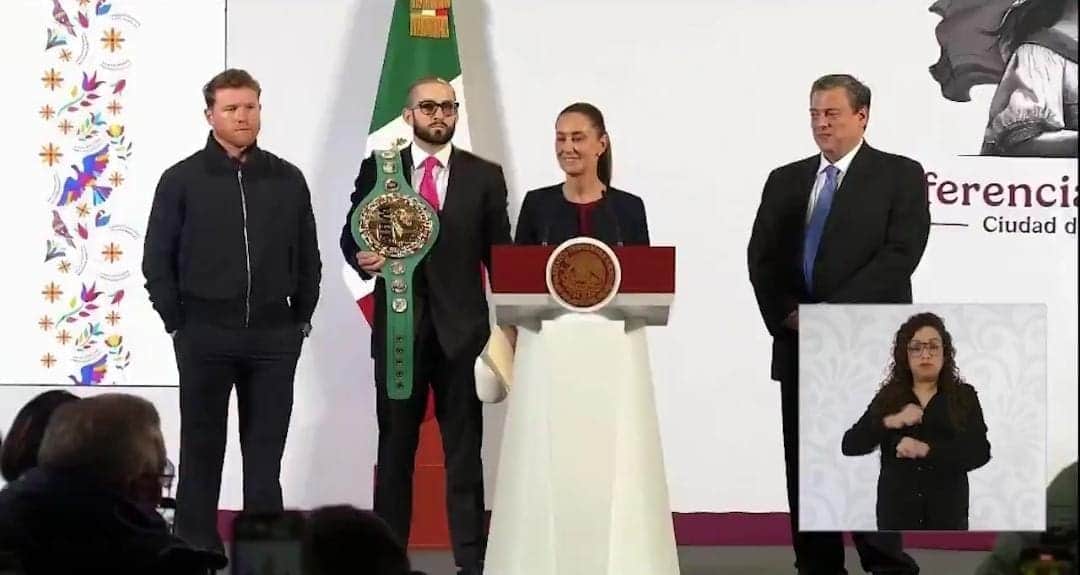 Claudia Sheinbaum y "Canelo" Álvarez anuncian la clase de box más grande del mundo para abril de 2025