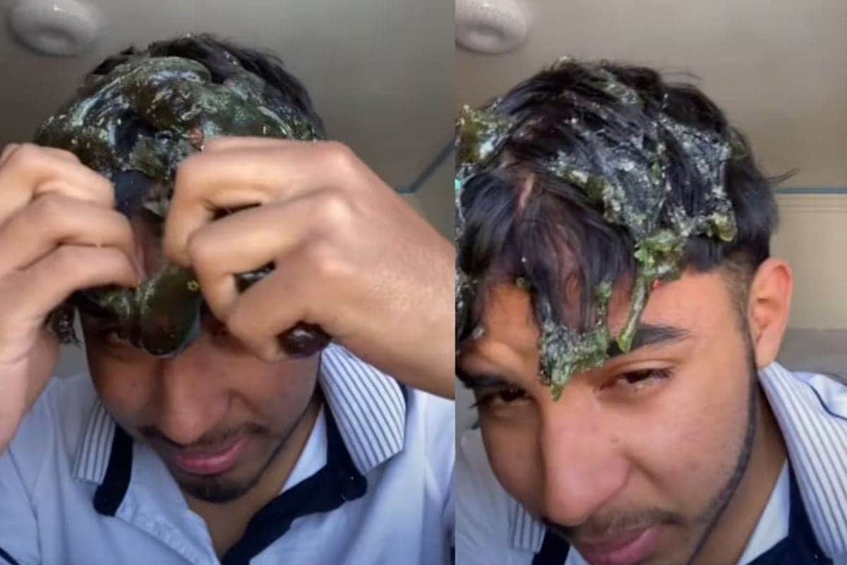 VIDEO: Hombre se queda dormido y su sobrina le pega “slime” en el cabello para hacerle un peinado