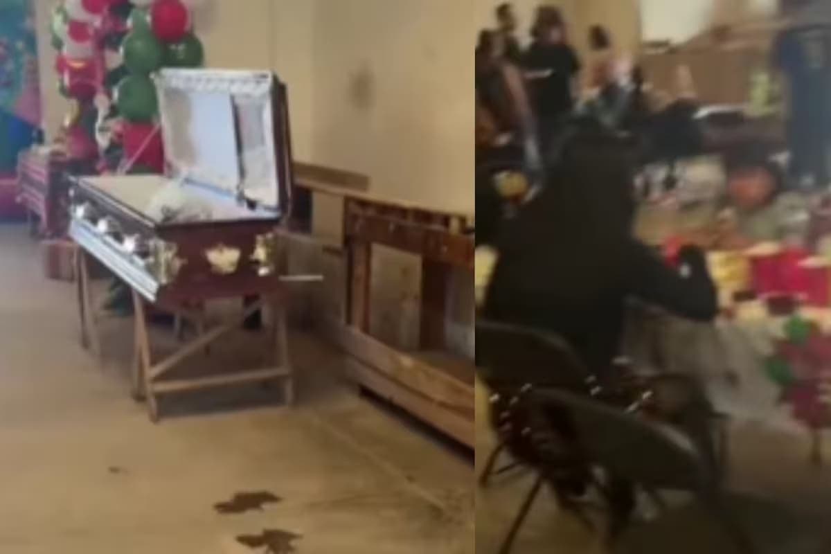 VIDEO: Empresa de ataúdes sorprende al usar uno como hielera durante su posada navideña