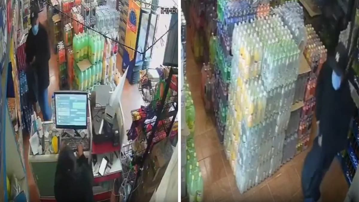 VIDEO: Asaltante se dispara en la pierna al intentar guardar pistola tras atraco en mini súper de Oaxaca