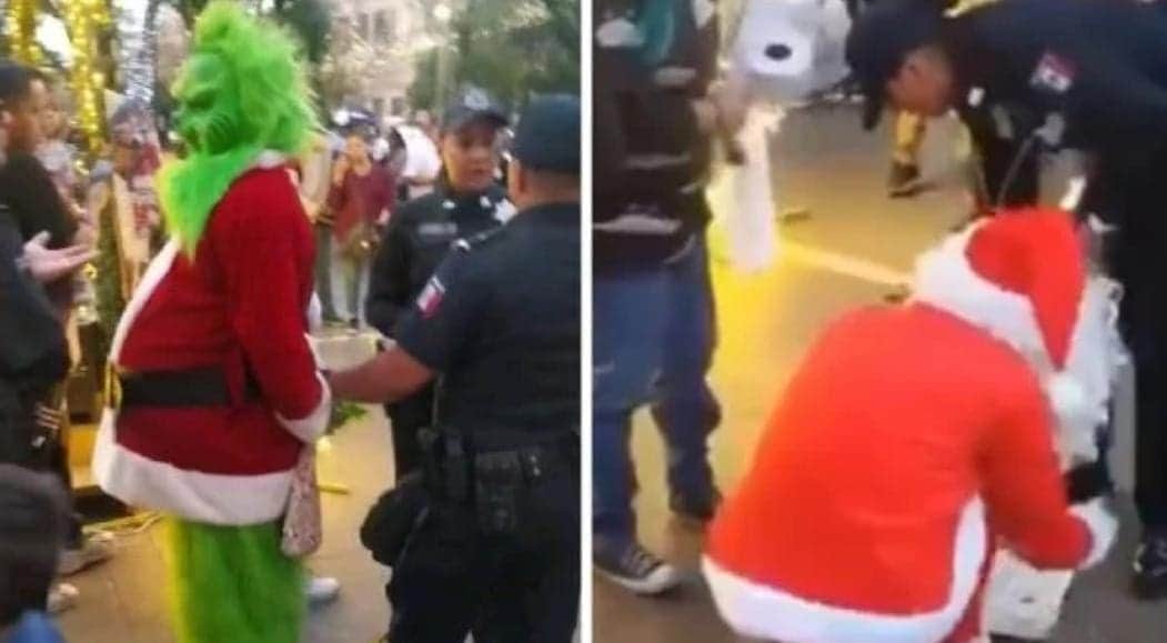 Video: El Grinch y Santa Claus se agarran a golpes en Aguascalientes