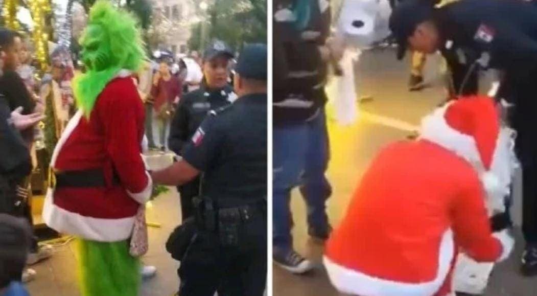 Video: El Grinch y Santa Claus se agarran a golpes en Aguascalientes