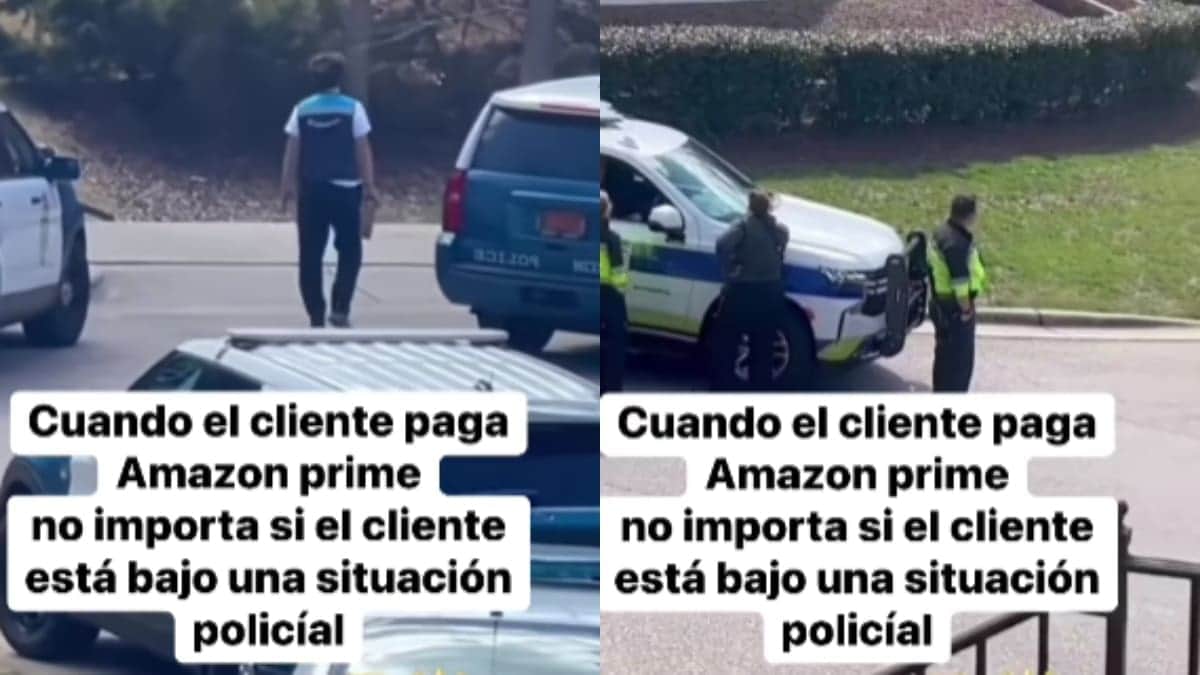 VIDEO: Empleado de Amazon entrega paquete en plena escena de investigación policial y se vuelve viral