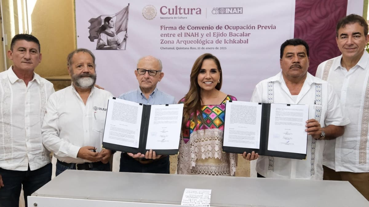 Ichkabal abrirá sus puertas al mundo; INAH y Ejido Bacalar firman histórico convenio para impulsar el turismo: Mara Lezama